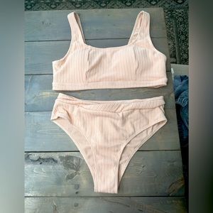 2 piece peach bathing suit